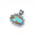 Number 8 Turquoise Silver Pendant