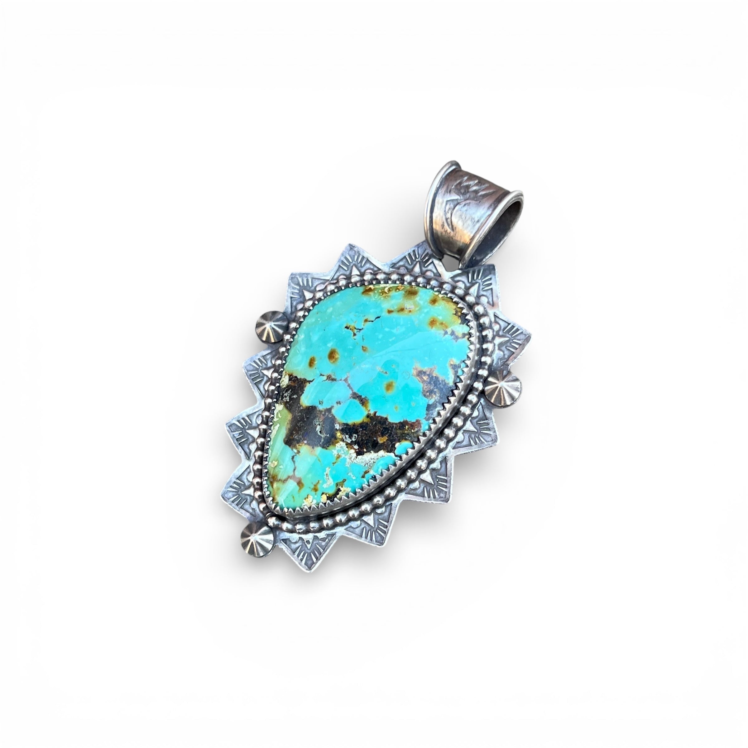 Polychrome Hubei Turquoise Silver Pendant
