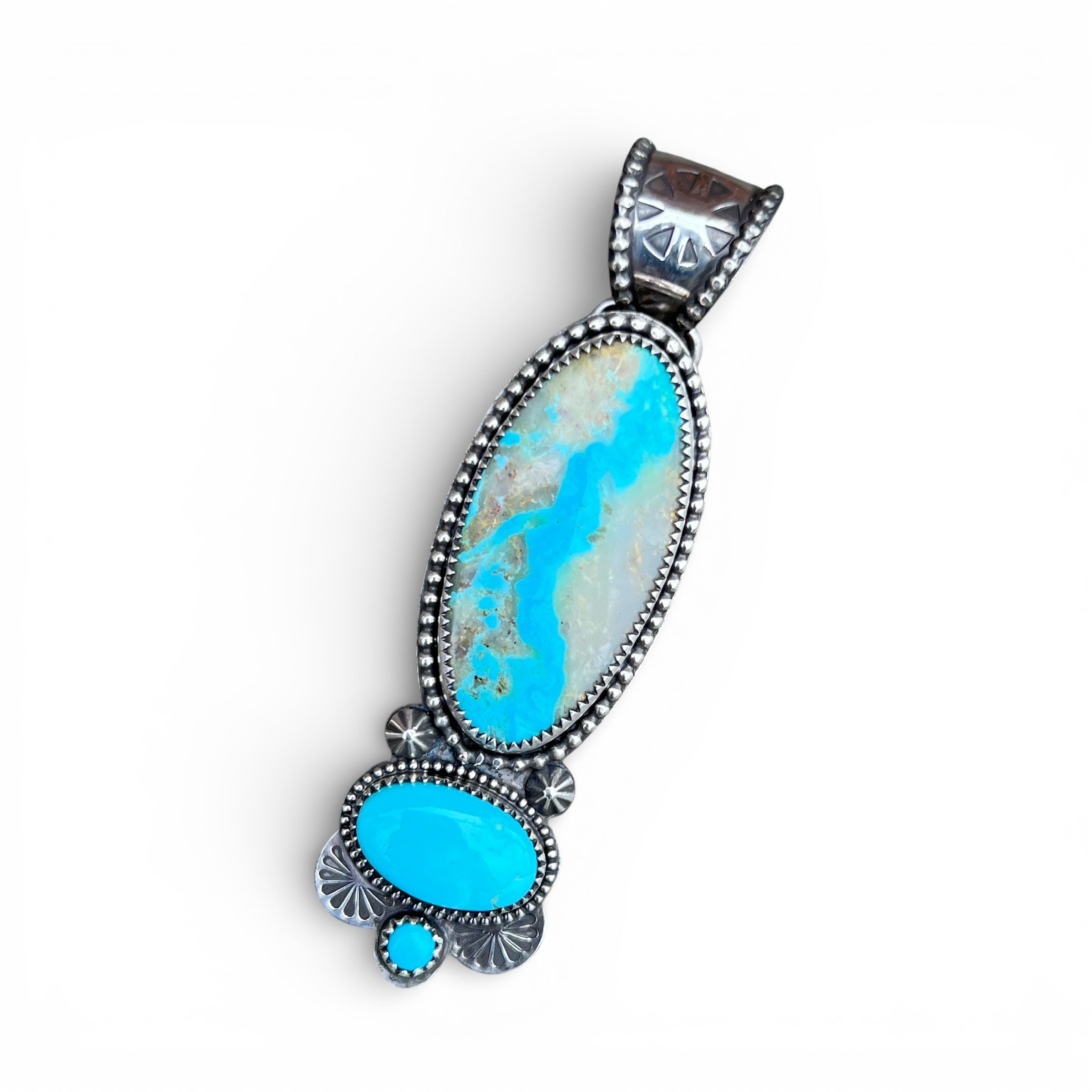 Kingman Ribbon Turquoise Pendant Sterling Silver Pendant