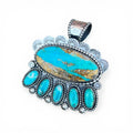 Kingman Ribbon Turquoise Pendant Sterling Silver Pendant