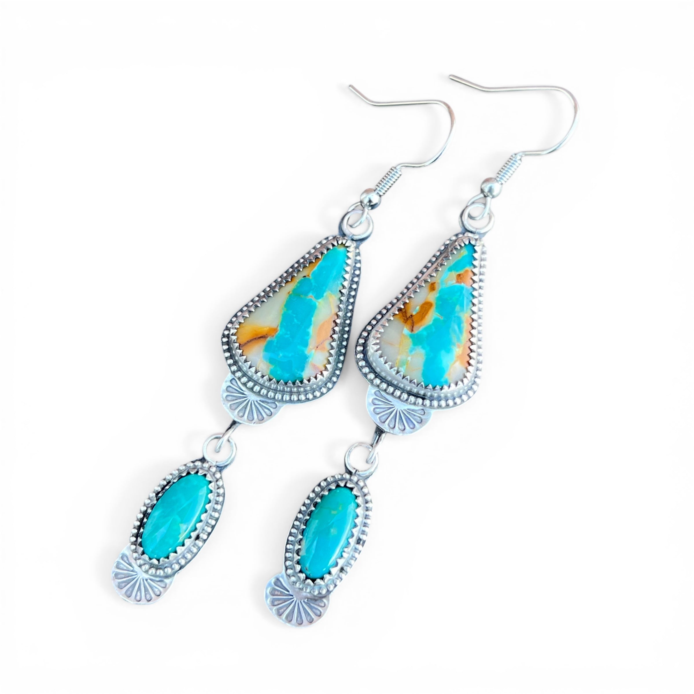 Royston Ribbon with Kingman Turquoise Sterling Silver Earrings