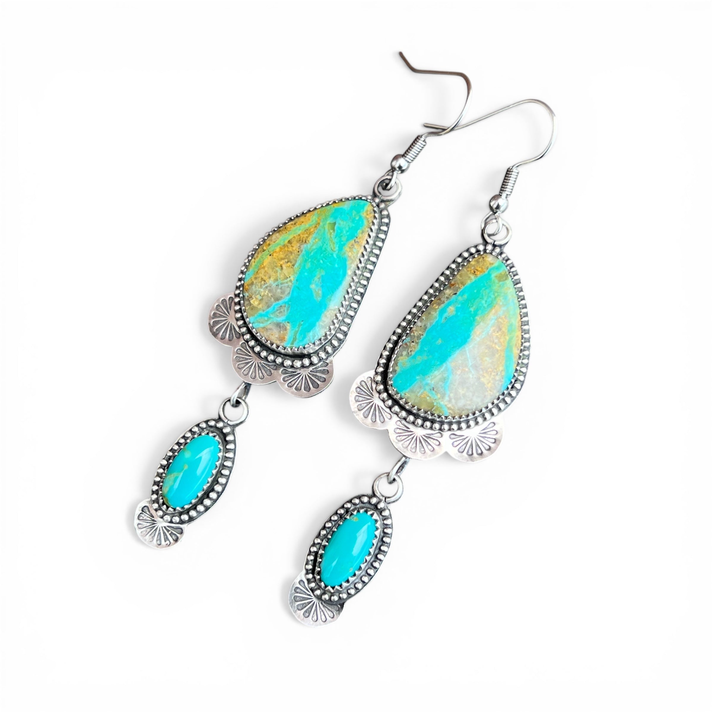 Turquoise Mountain Seam with Kingman accents Sterling Silver Earrings