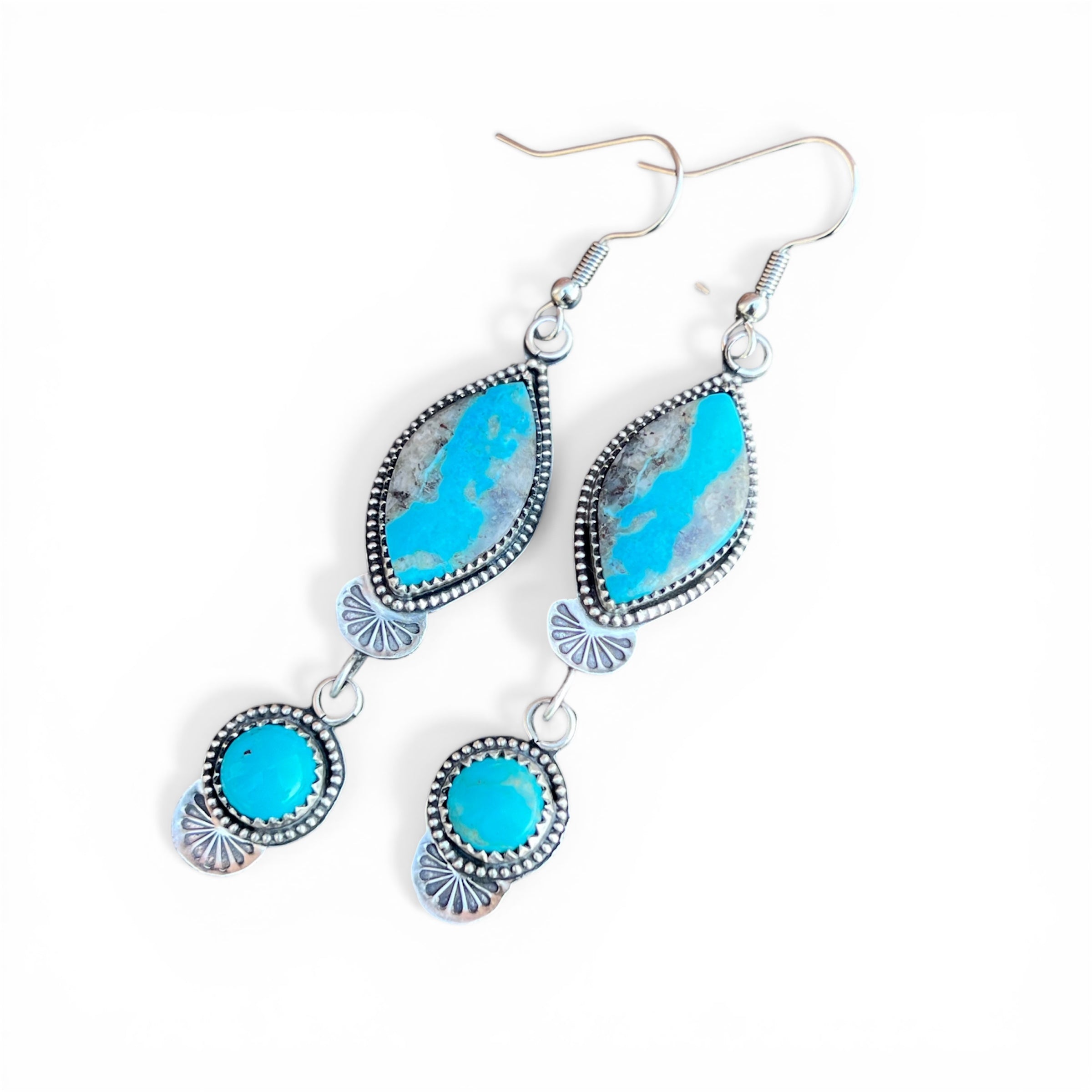 Ithaca Peak Seam with Kingman accents Sterling Silver Earrings