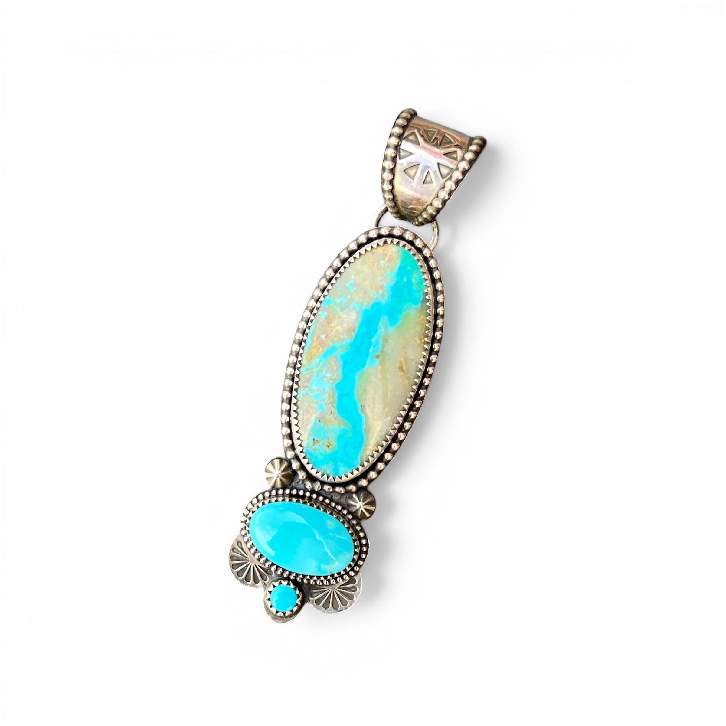 Kingman Ribbon Turquoise Pendant Sterling Silver Pendant