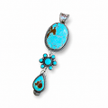 Number 8 and Royston Turquoise Triple Drop Silver Pendant