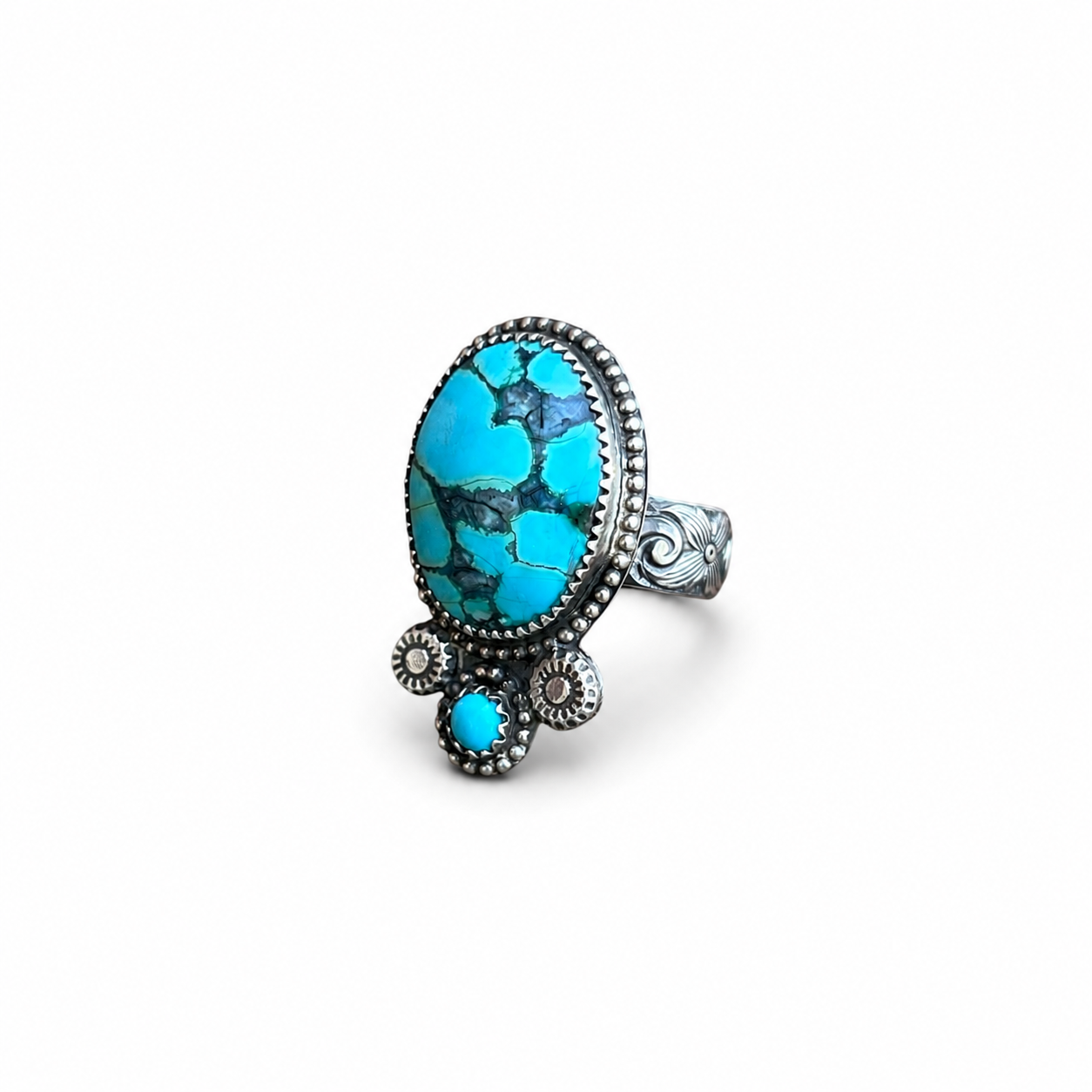 Hubei Turquoise Ring in Sterling Silver Size 7
