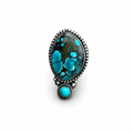 Hubei Turquoise Adjustable Ring Sterling Silver Median Size 8
