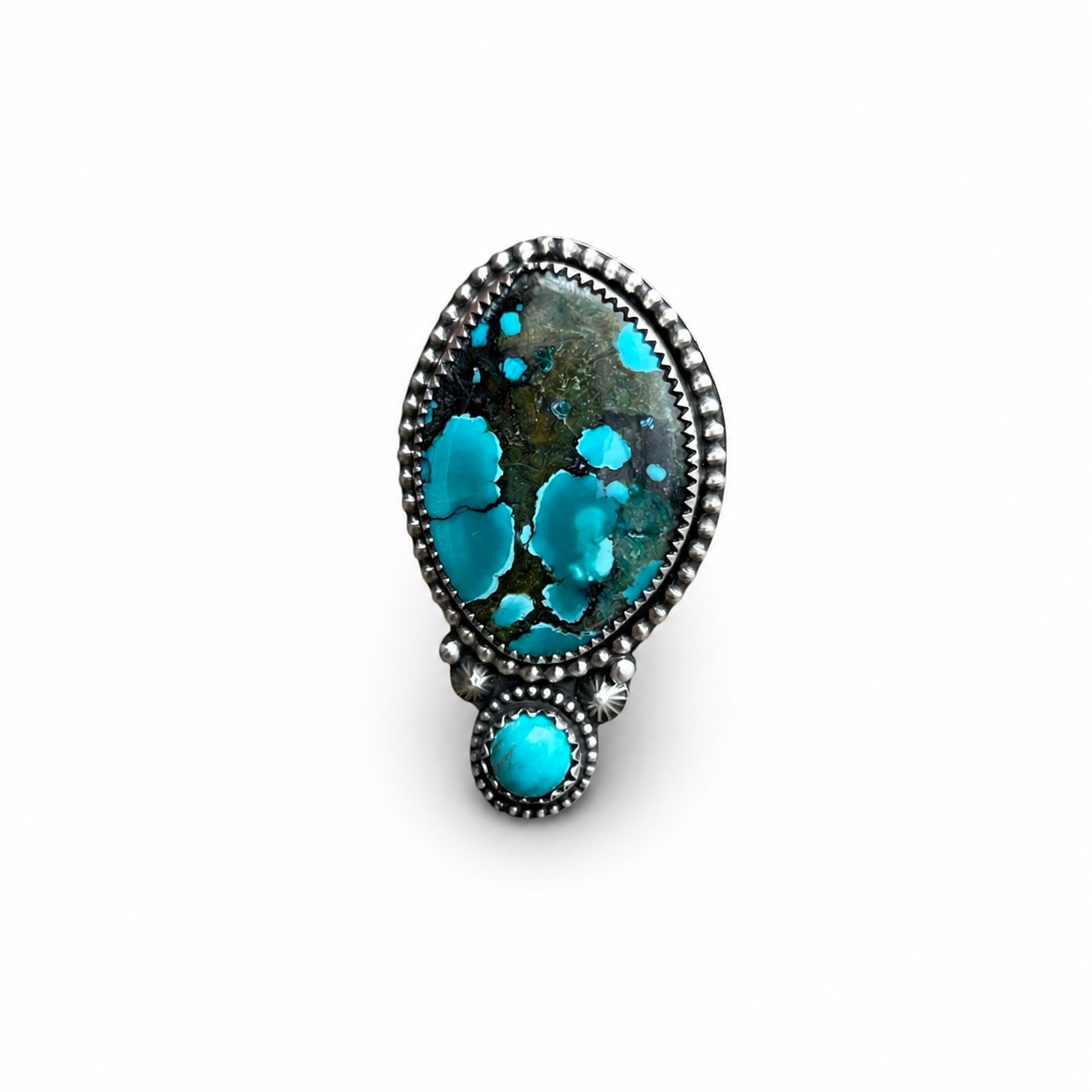Hubei Turquoise Adjustable Ring Sterling Silver Median Size 8