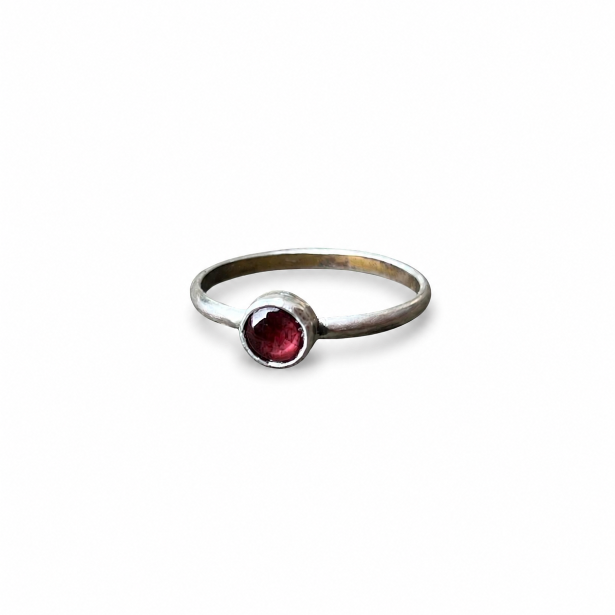 Garnet Stack Ring in Sterling Silver Size 8