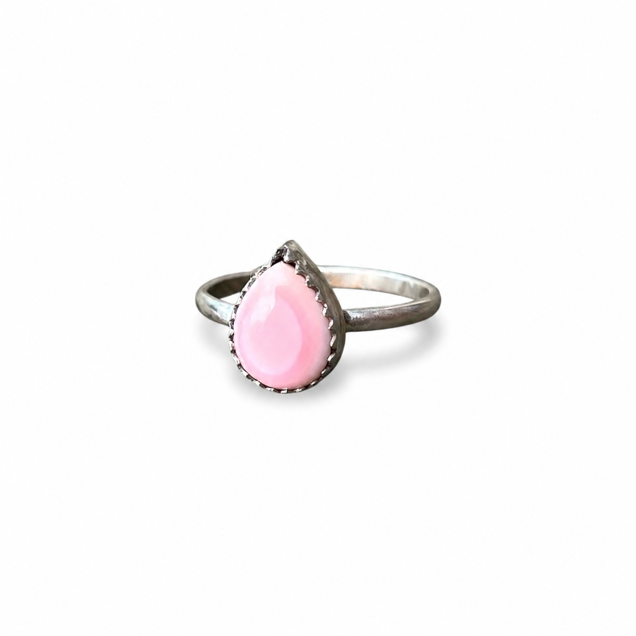 Pink Conch Stack Ring in Sterling Silver Size 8 1/2