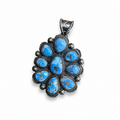 Golden Hills Turquoise Cluster Pendant in Silver