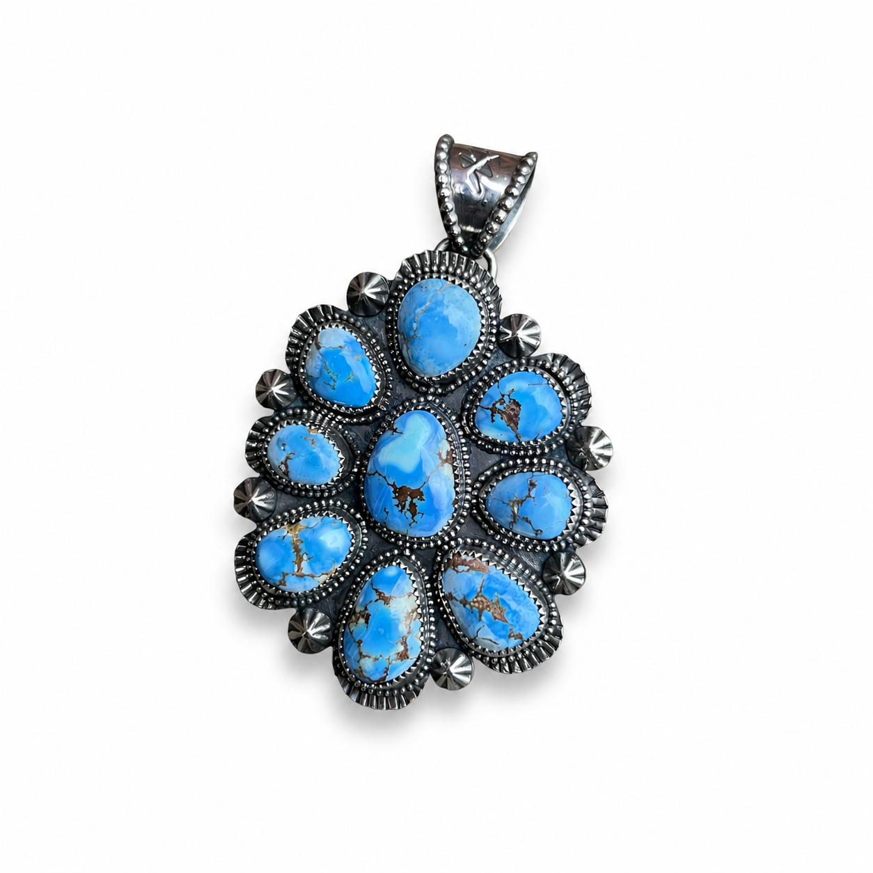 Golden Hills Turquoise Cluster Pendant in Silver