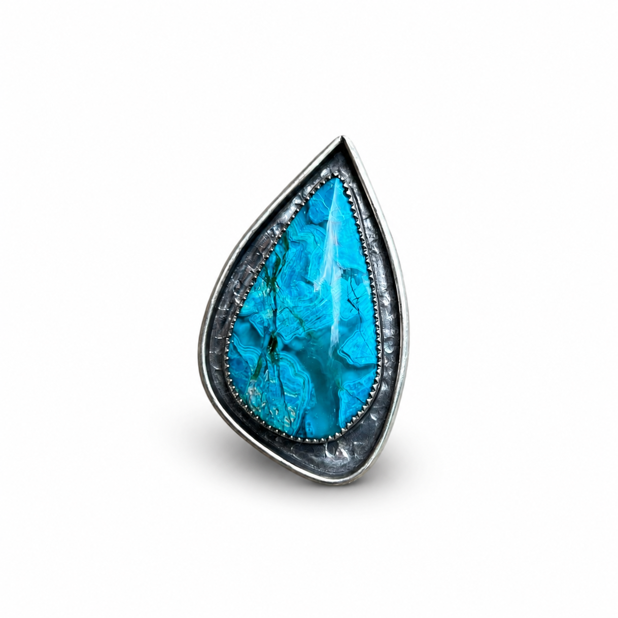 Desert Blue Inspiration Mine Gem Silica/Chrysocolla in Silver Pendant