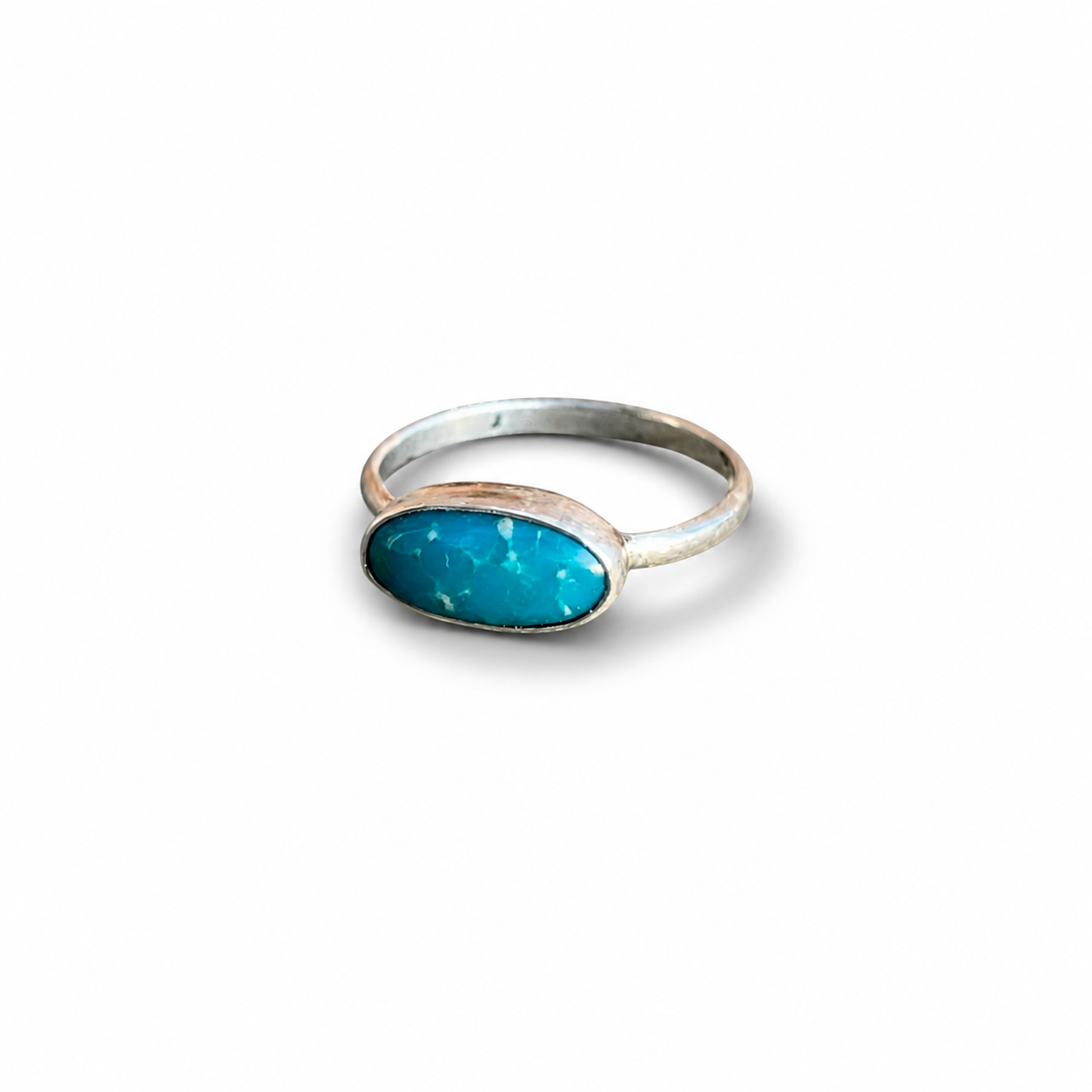 Kingman Turquoise Stack Ring in Sterling Silver Size 7 1/2