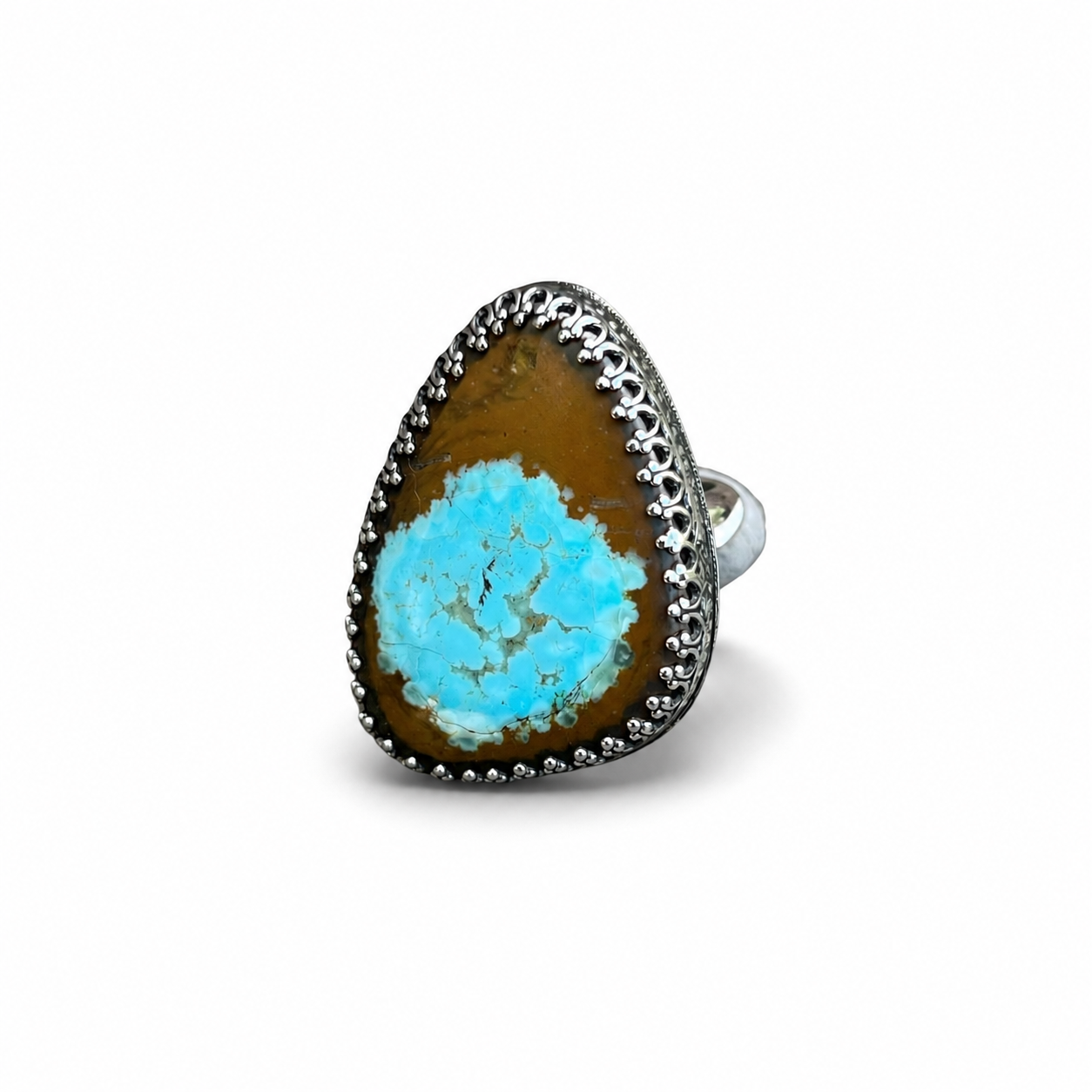 Vintage style Number 8 Turquoise Ring in Sterling Silver Size 7