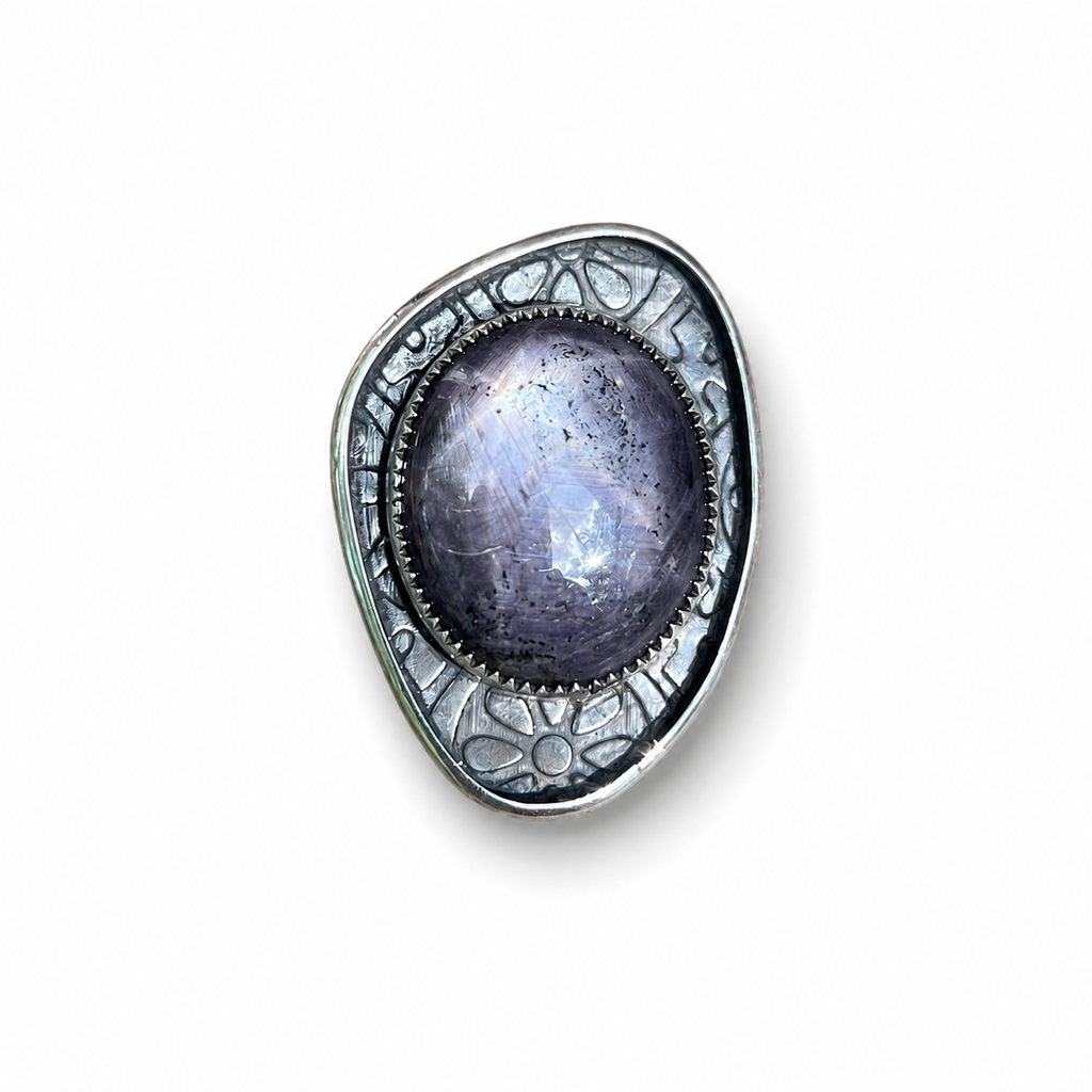 Purple Star Sapphire in Silver Pendant