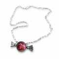 Grandmas Cinnamon Candy Red Spiny Oyster in Silver Necklace