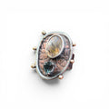 Dendritic Quartz with Umba Sapphire Ring in Sterling Silver and Copper Size 8