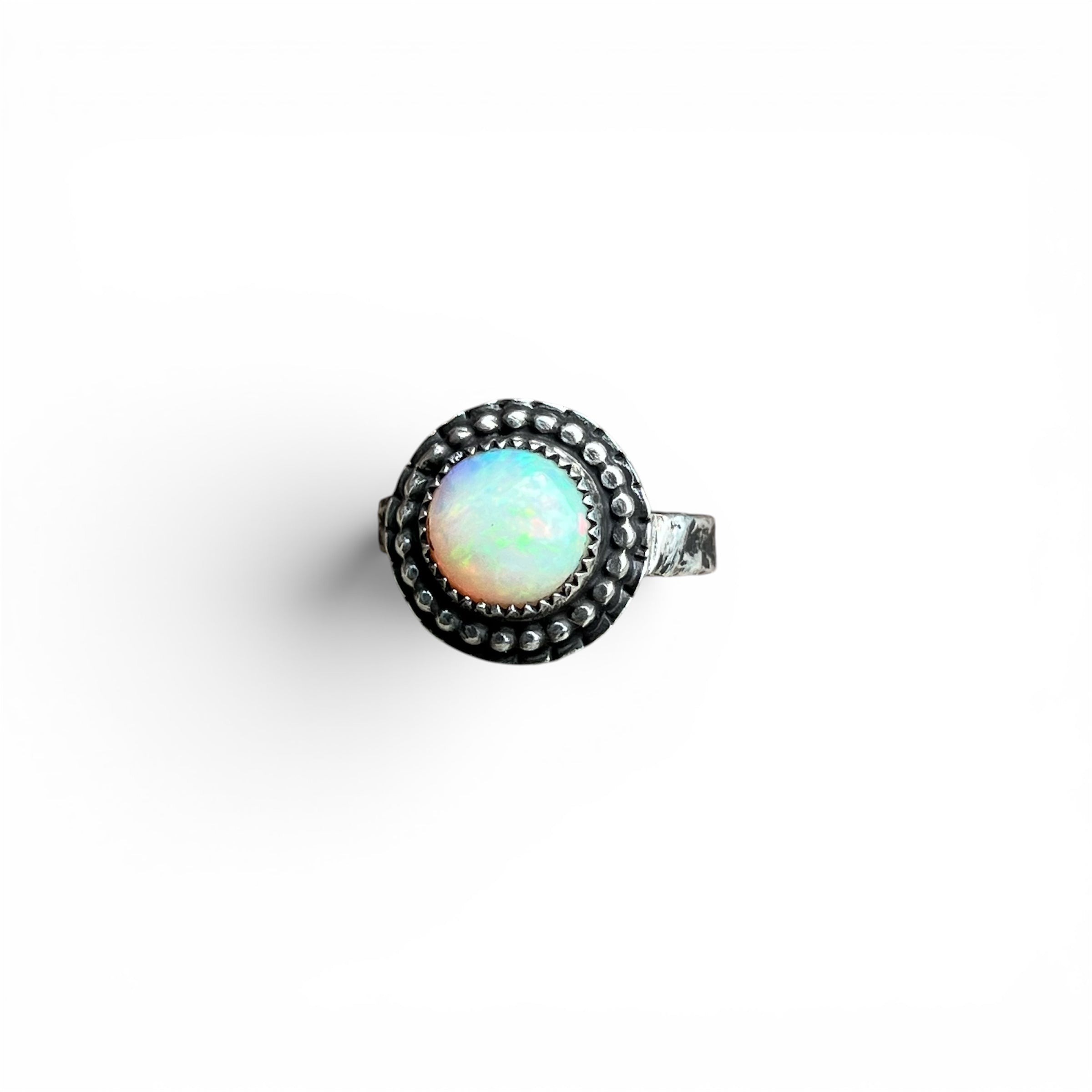 Welo Opal Ring in Sterling Silver Size 8