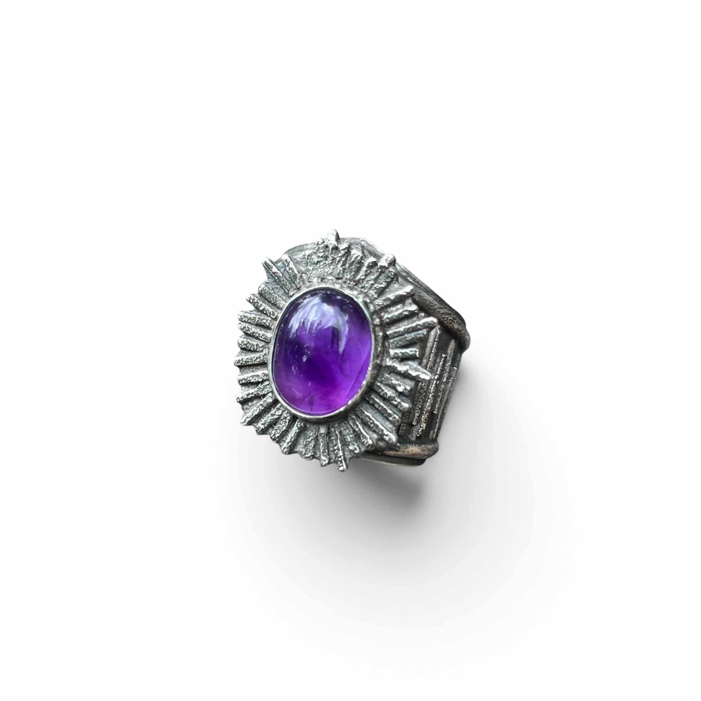 Amethyst Radiant Ring in Sterling Silver Size 11