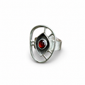 Garnet Window Ring in Sterling Silver Size 8 1/2