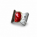 Mediterranean Coral Ring in Sterling Silver Size 11