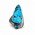 Hubei Turquoise and Labradorite Silver and Brass Pendant