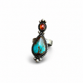 Royston Turquoise with Spessartine Garnet Ring Sterling Silver Size 8