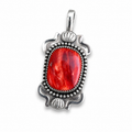 Red Spiny Oyster Shell in Silver Pendant