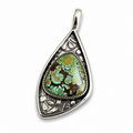 Hubei Turquoise in Silver Pendant