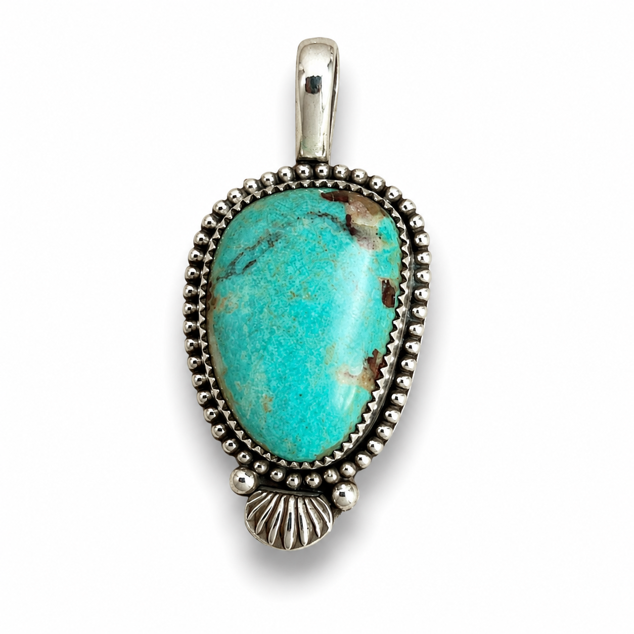 Golden Phoenix from Kingman Turquoise in Silver Pendant