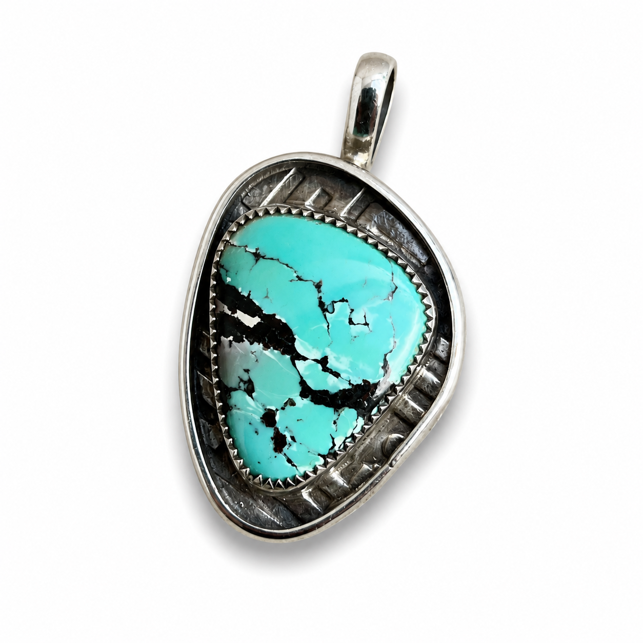 Hubei Turquoise in Silver Pendant