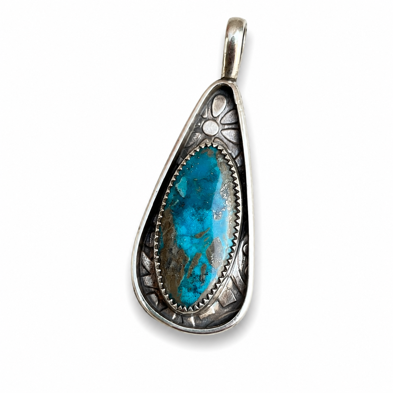 Kingman Ithaca Peak Turquoise in Silver Pendant