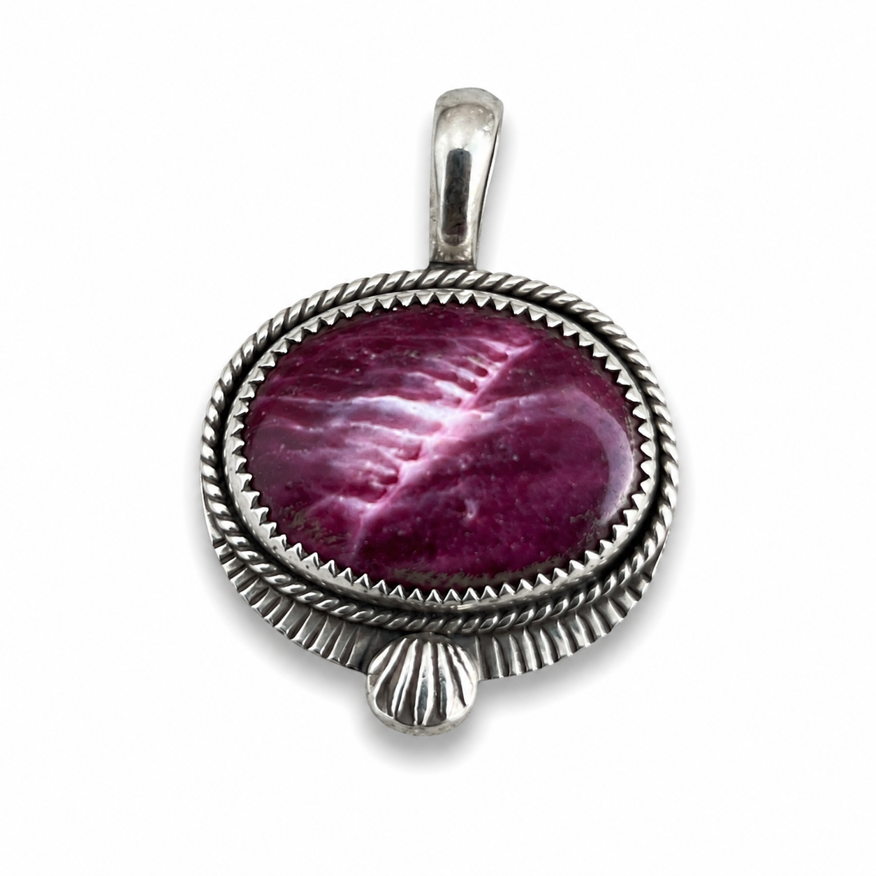 Purple Spiny Oyster Shell in Silver Pendant
