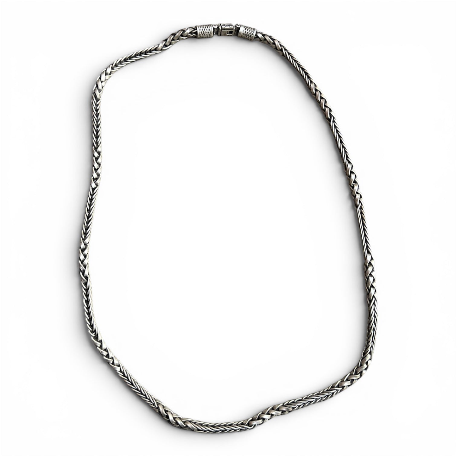 Hand Fabricated Braided Silver Chain Necklace 24”