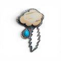 Skyfire Mammoth Ivory and Kingman Turquoise in Silver Pendant