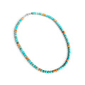 Turquoise and Orange Spiny Oyster Beaded Necklace with Sterling Silver Clasp Jewelry