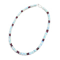 Garnet and Opal Beaded Necklace with Sterling Silver Clasp Jewelry