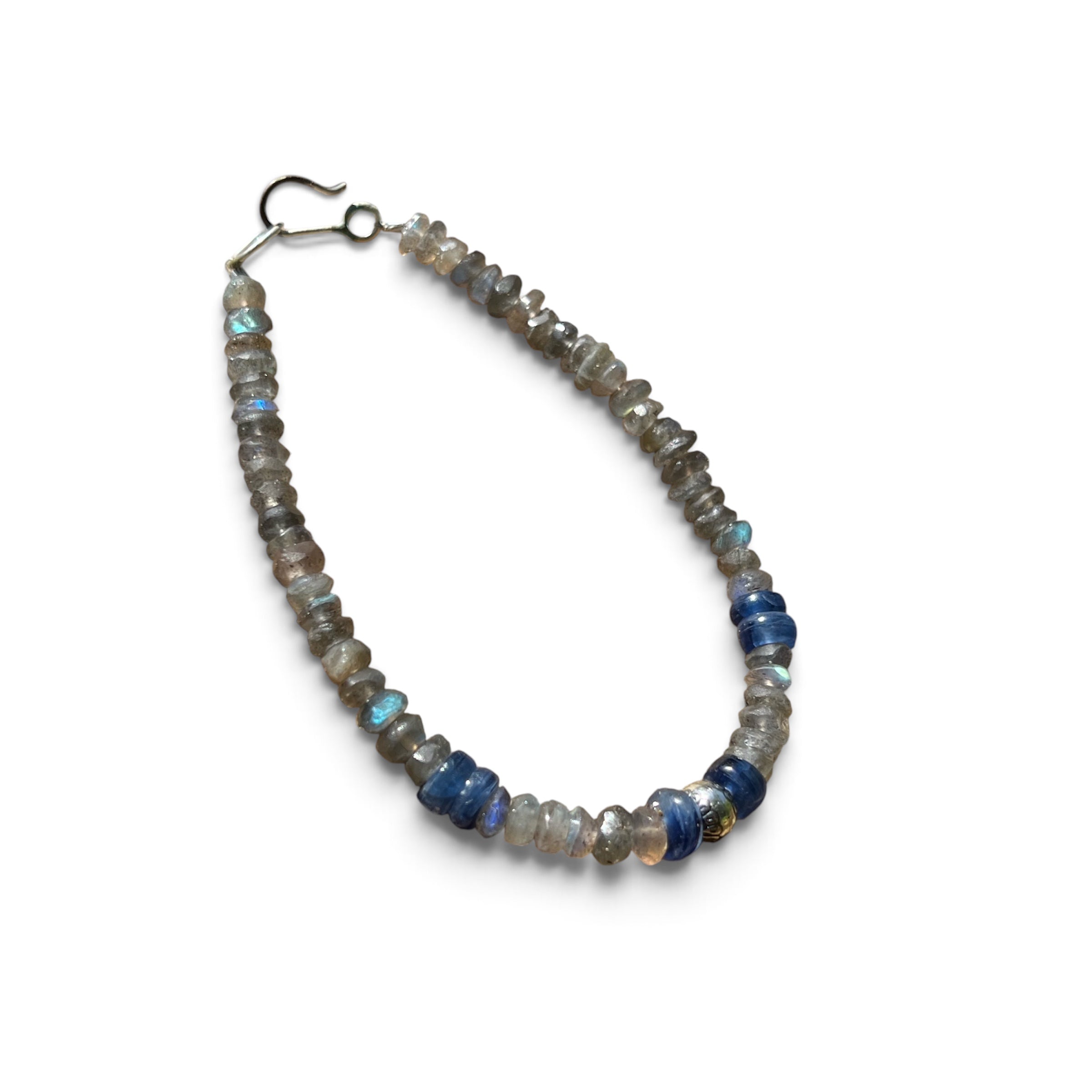 Labradorite and Tanzanite Beaded Bracelet with Sterling Silver Clasp Jewelry