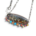 Idaho Wildfire Agate with Coral, Garnet, Tourmaline, Opal, and Turquoise Accents 22” Necklace