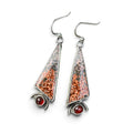 River Jasper with Garnets accents Sterling Silver Earrings