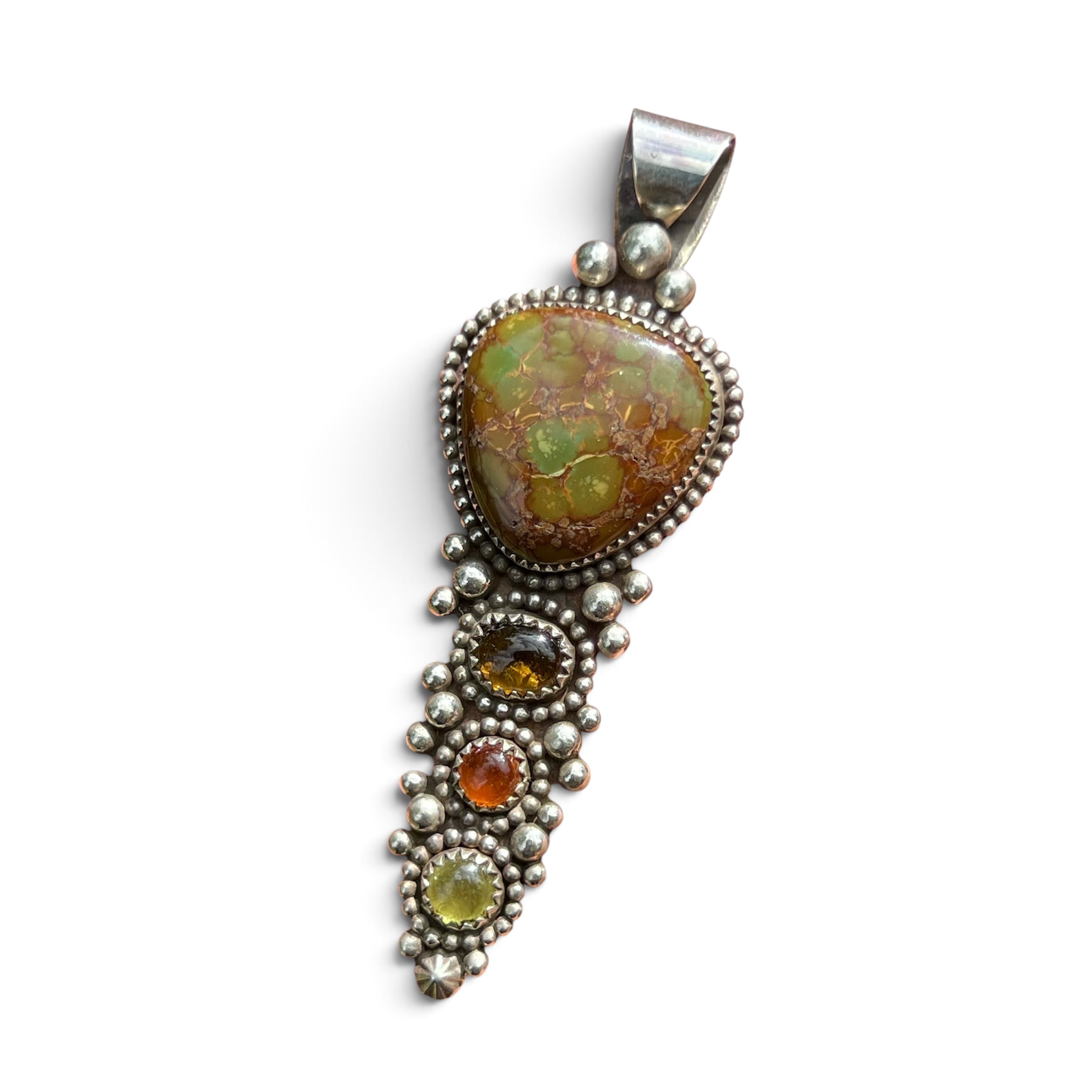 Hubei and Tourmaline in Silver Pendant