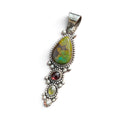 Hubei and Tourmaline in Silver Pendant
