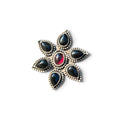 Black Onyx and Garnet Sterling Silver Size 8 1/2