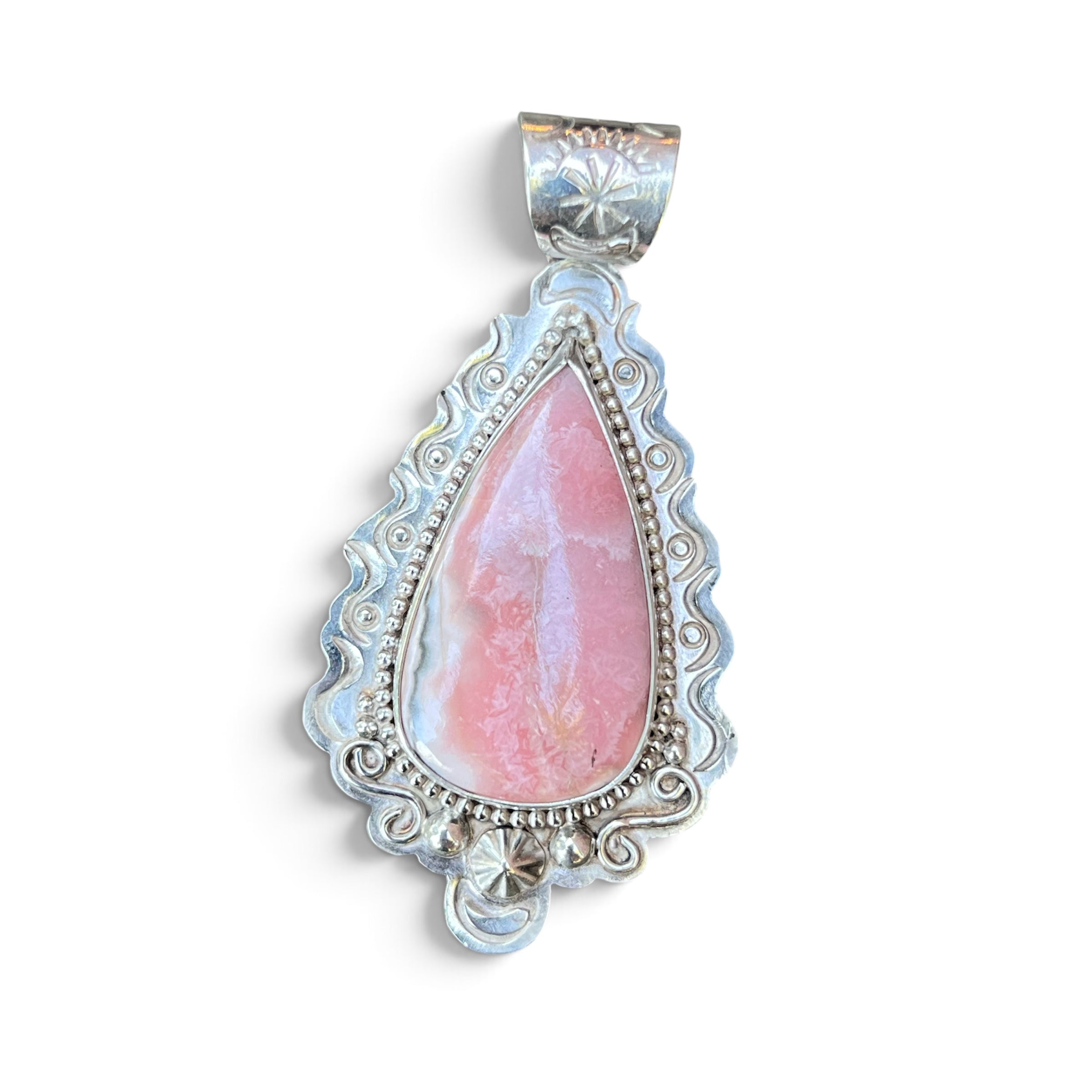 Rhodochrosite in Silver Pendant