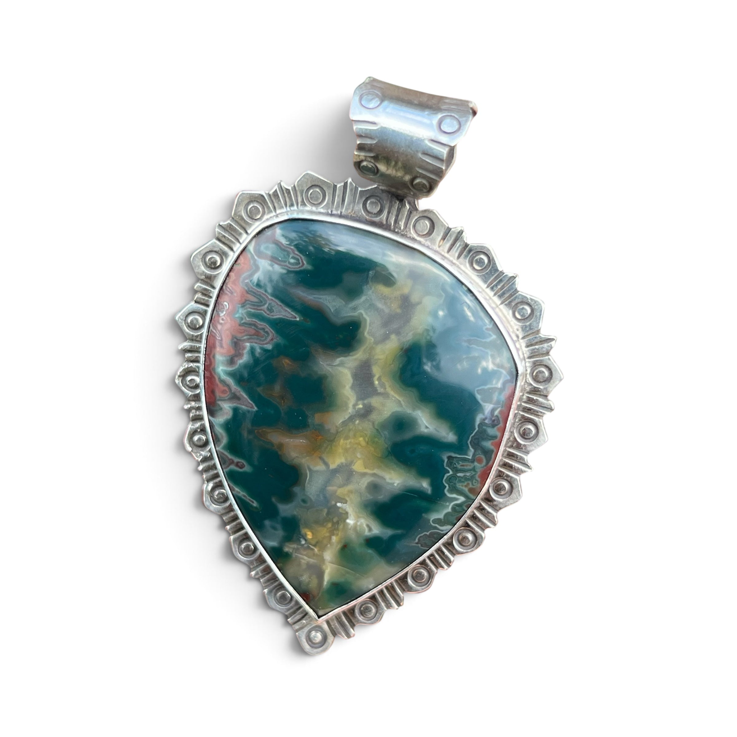 Idaho Sunset Agate in Silver Pendant
