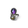 Amethyst and Tourmaline Sterling Silver Size 7 1/2
