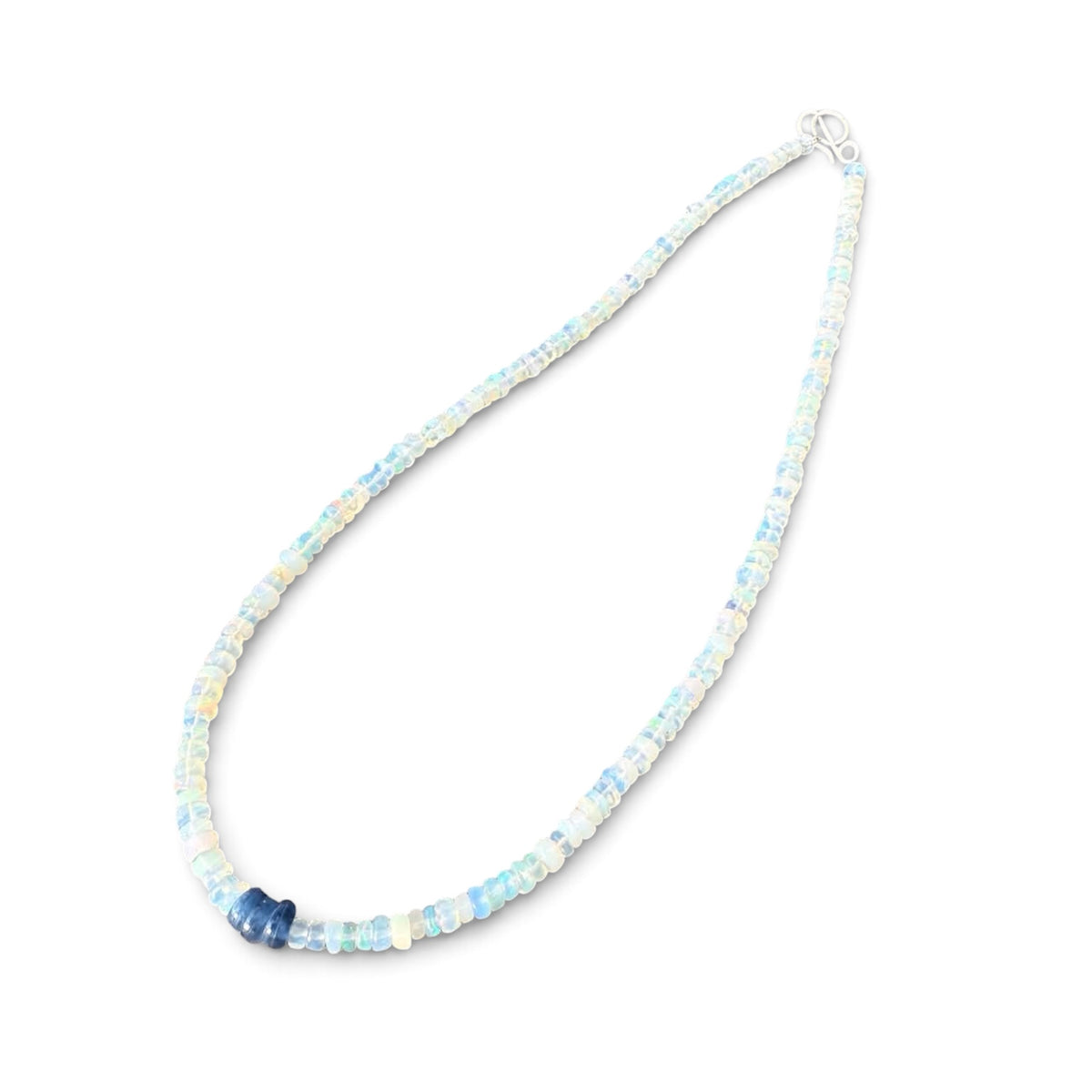 Opal and Tanzanite Beaded Necklace with Sterling Silver Clasp Jewelry