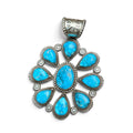 White Water Turquoise in Silver Pendant
