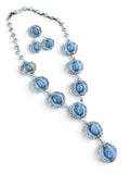 Golden Hills Turquoise Lariat Necklace with matching Earrings and Ring in Silver